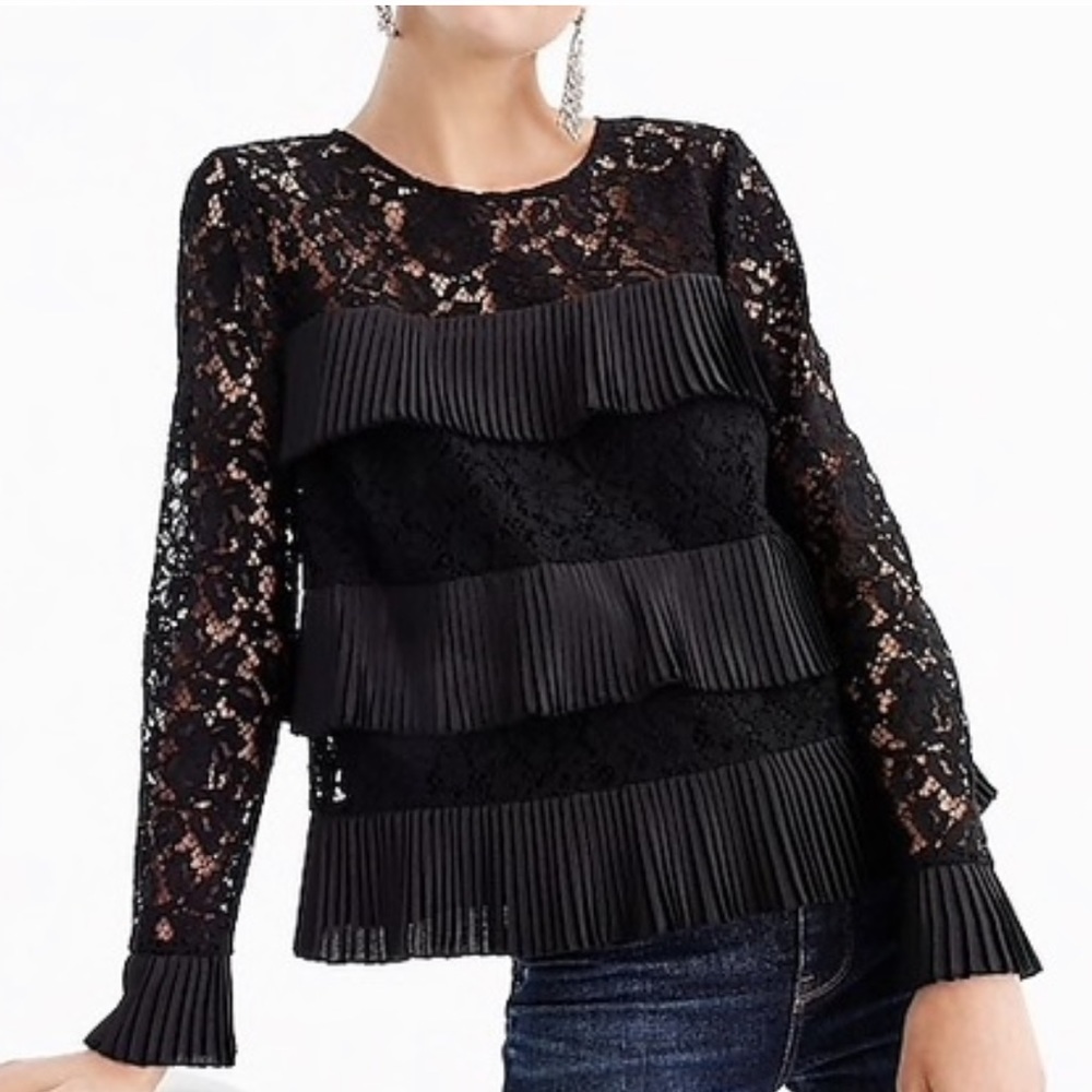 J. CREW PLEATED LACE TOP